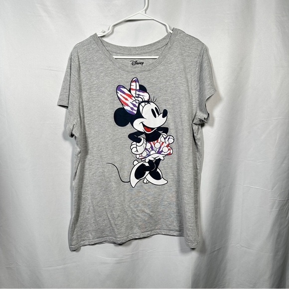 Disney Minnie Mouse Tie Dye Bow Graphic Tee Heather Gray Women’s XL - Picture 2 of 6